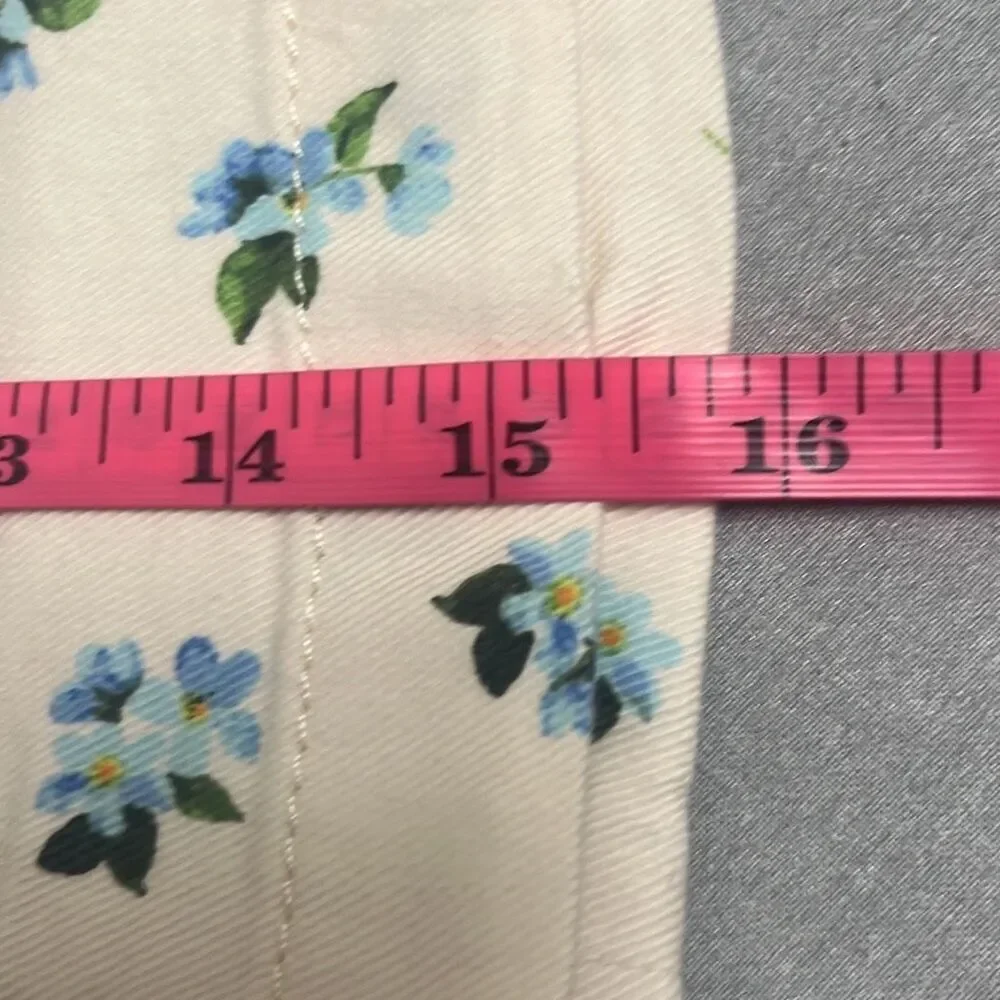 Revolve Weworewhat Ivory Blue‎ Floral Cut Out Belted Mini Denim Skirt Large NWT